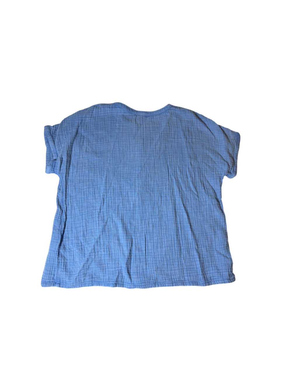 Pure Jill J Jill Womens L Blue Cotton Double Gauze Popover Top Coastal